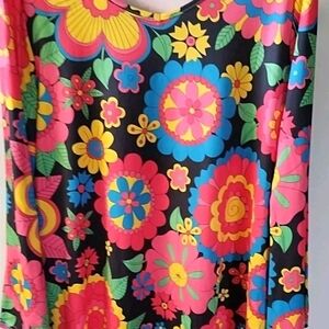 D Rose XL Huge Floral Colorful Print Flared Mini Dress